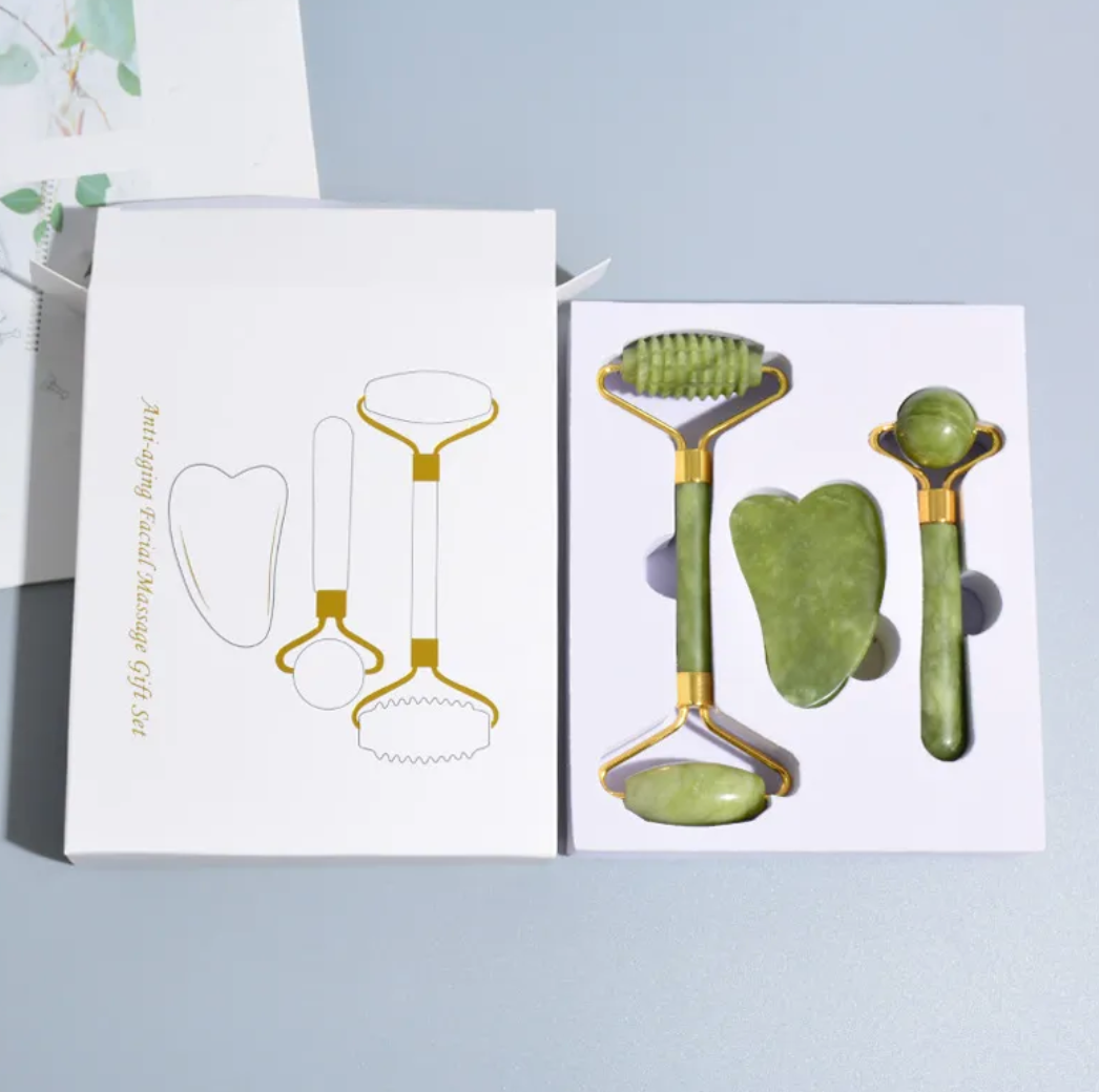 3-in-1 Jade Face Roller Set