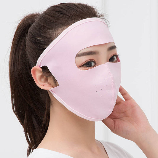 Summer Ice Silk Breathable Full Face Sunscreen Mask